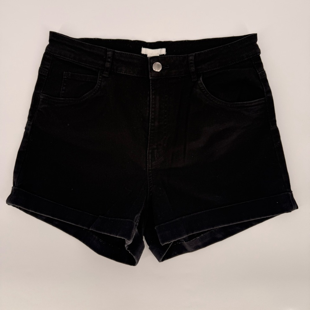 H&M High-Waisted Black Denim Women's Shorts Size 12